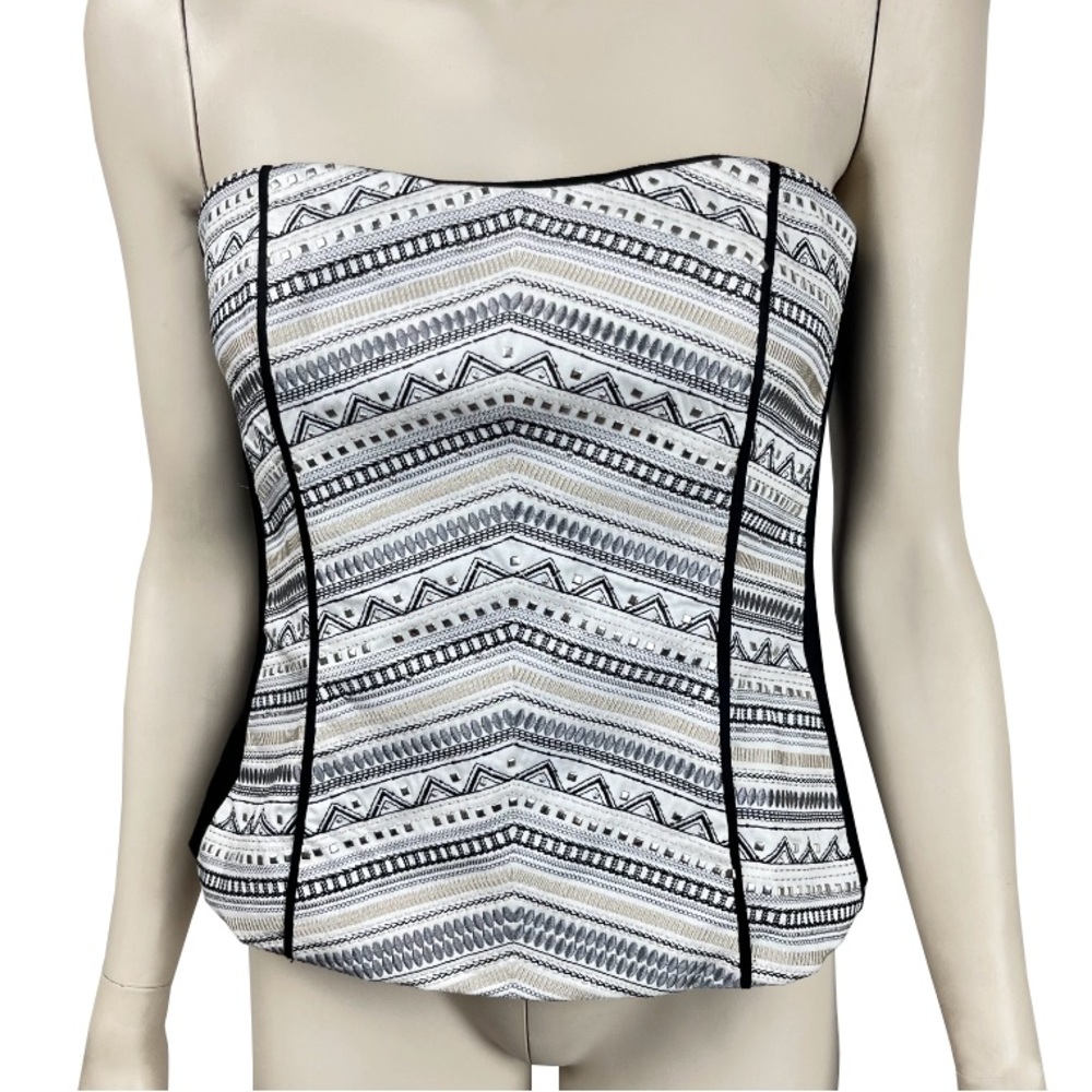 White House Black Market Beaded and Embroidered Bustier‎ Top